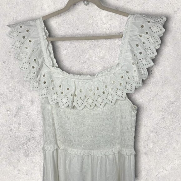 NEW Sea New York White Eyelet Smocked Maxi Dress Size XL Shopbop Boho Wedding - Picture 6 of 14